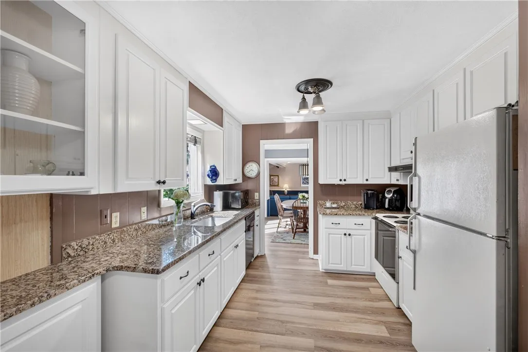 A well-appointed kitchen features