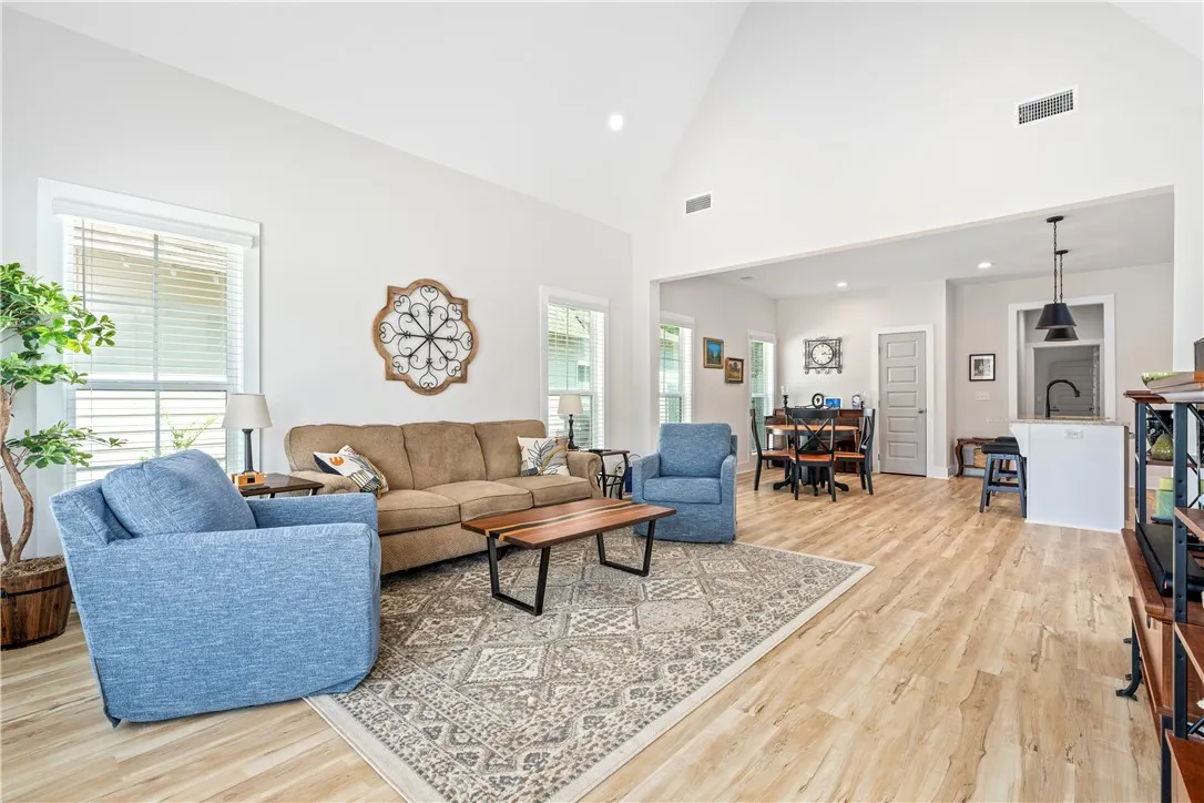 Living Area with vaulted ceilings