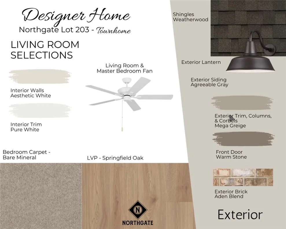 Designer Selections of Northgate Townhome Lot 203 - All plans, pricing, and specifications are subject to change without notice.