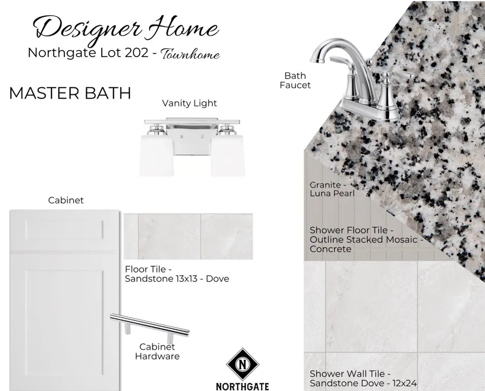Designer Selections for Northgate Townhome Lot 202 - All plans, pricing, & specifications are subject to change without notice.