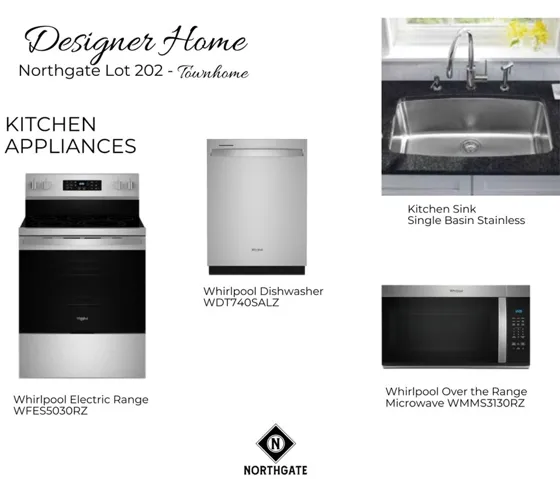 Designer Selections for Northgate Townhome Lot 202 - All plans, pricing, & specifications are subject to change without notice.