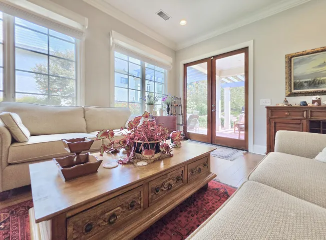 Sunroom area with French Doors to covered patio