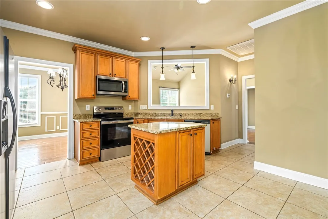 Spacious kitchen with wine storage and large panty