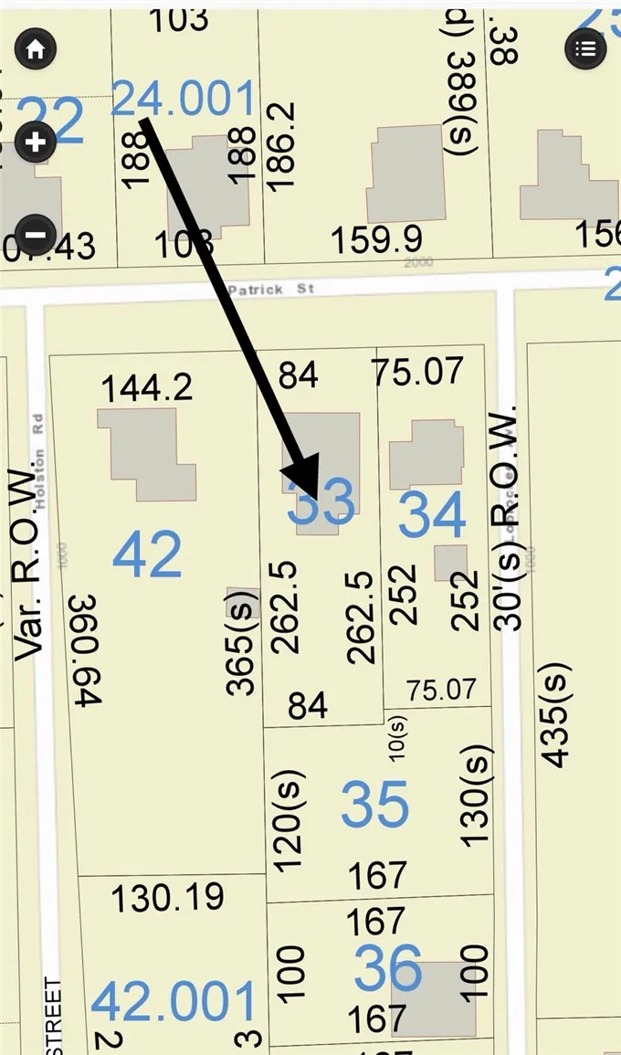 The tax map show the lot dimensions.