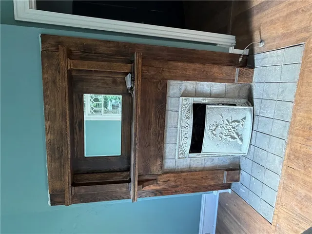 This is the fireplace in the front left bedroom.