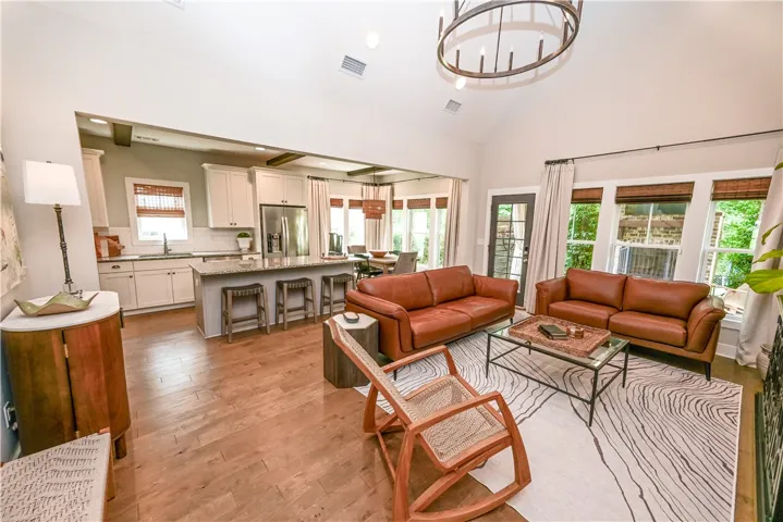 Open floorplan, soaring vaulted ceilings, and plenty of windows!