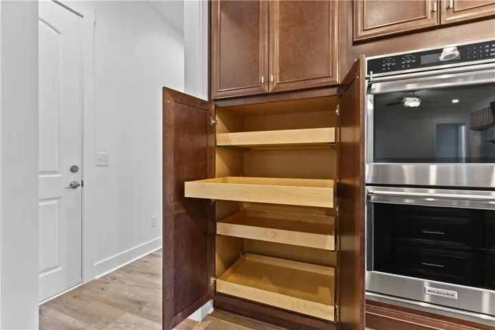 Pantry with roll-out shelves for easy storage