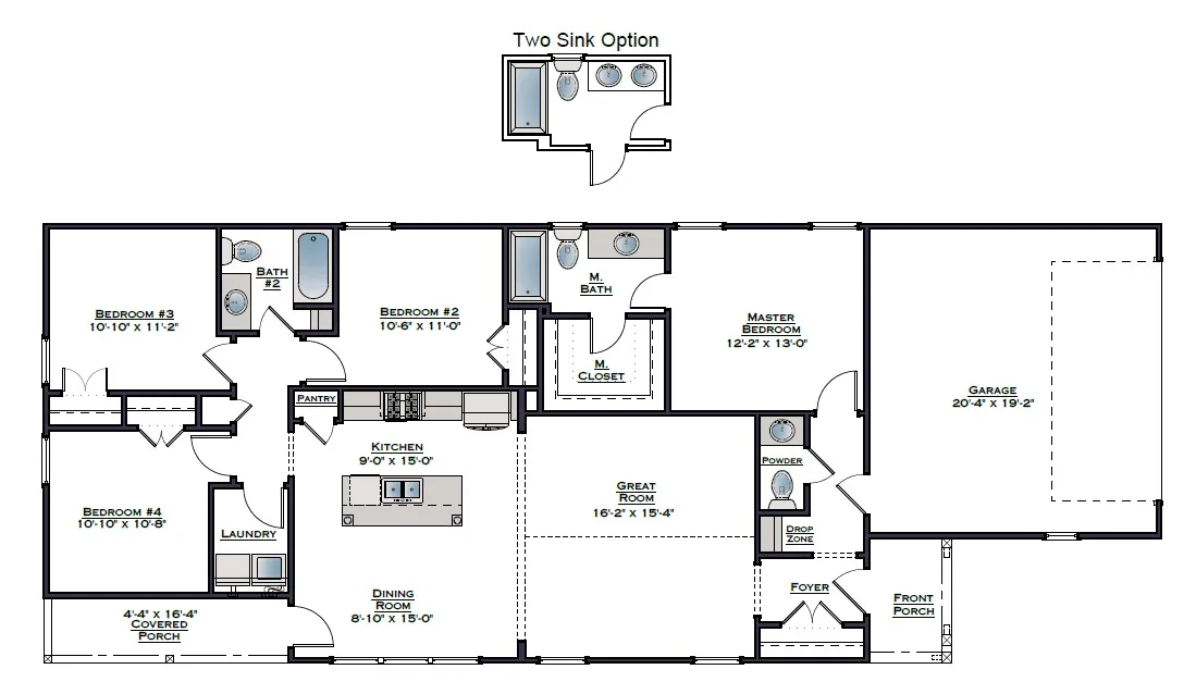 Floor plan for Camellia Crossing Lot 45 Hampton B.