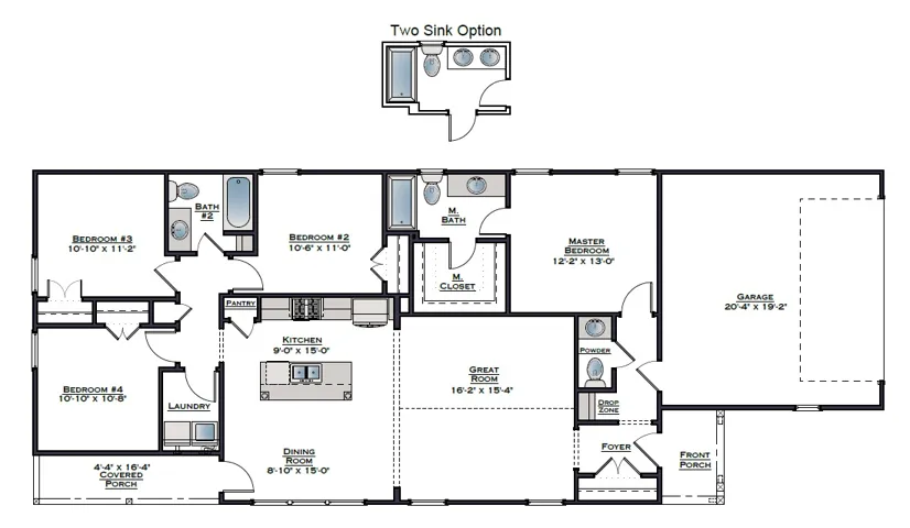 Floor plan for Camellia Crossing Lot 45 Hampton B.