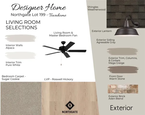 Designer Interior Selections for Northgate Townhome Lot 199