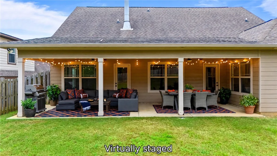 Virtually staged covered porch to inspire your own ideas! Lots of space to work with