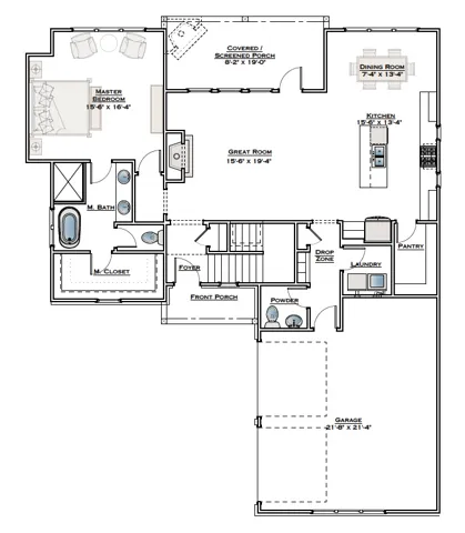 The Hattie A - First Floor - All plans, pricing, and specifications are subject to change without notice.