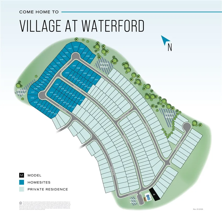 Explore the layout of this expansive community, featuring diverse homesites and thoughtful planning.