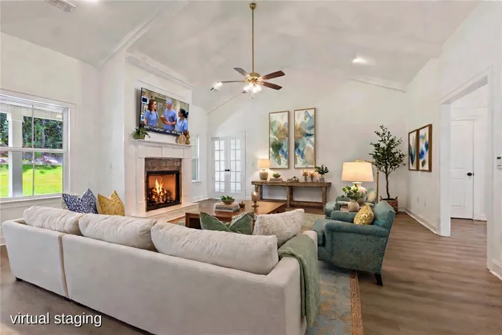 Virtual staging of a cozy living room