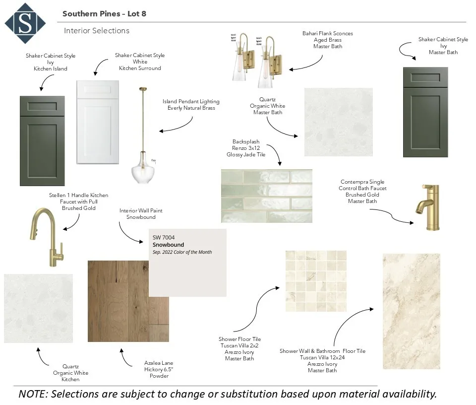 Selections Board for interior finishes