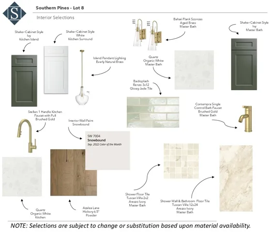 Selections Board for interior finishes