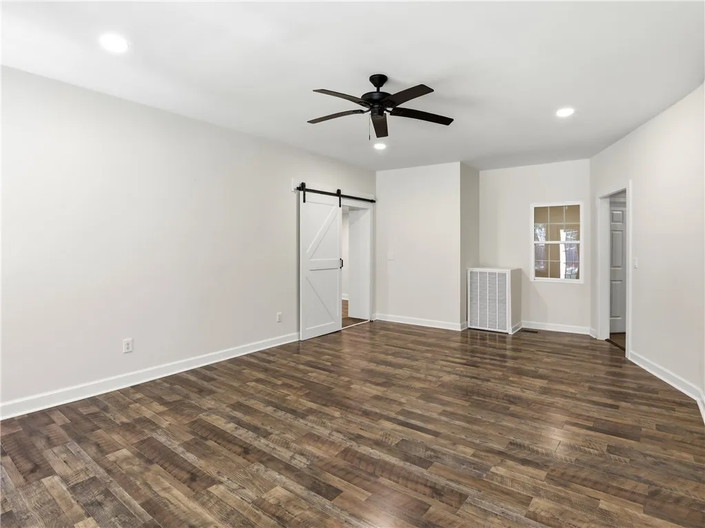 Barn door from kitchen to living room.