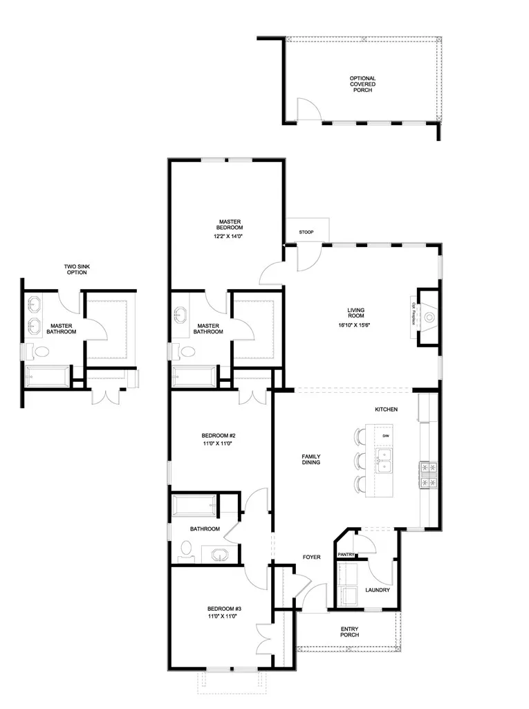 Floor Plan of Todd A on Lot 44 in Camellia Crossing, Valley Alabama
