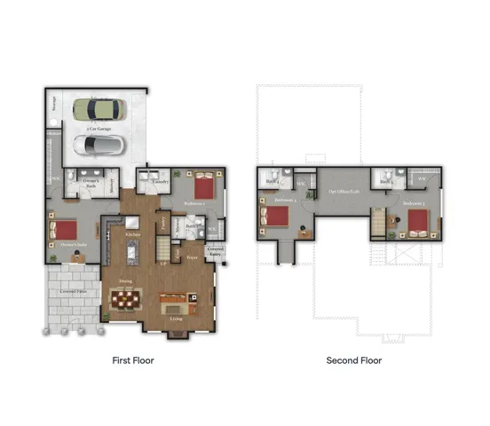 This detailed floor plan illustrates a spacious home across two levels, ideal for comfortable living.