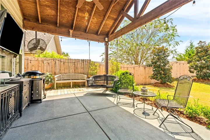 Large extended game day porch.