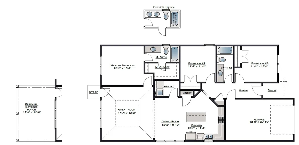 Trace C floor plan for Lot 46 in Camellia Crossing Valley Alabama.