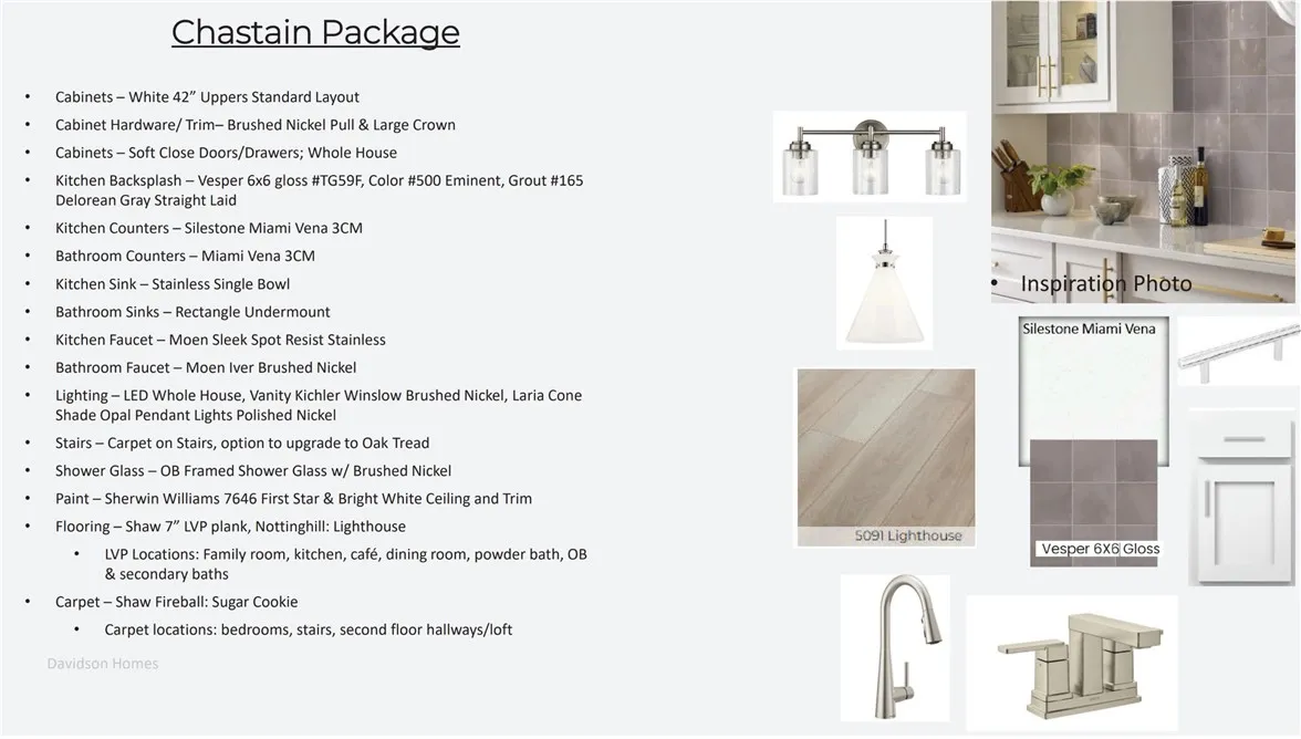 Davidson Homes reserves the right to make changes to items listed without prior notice.