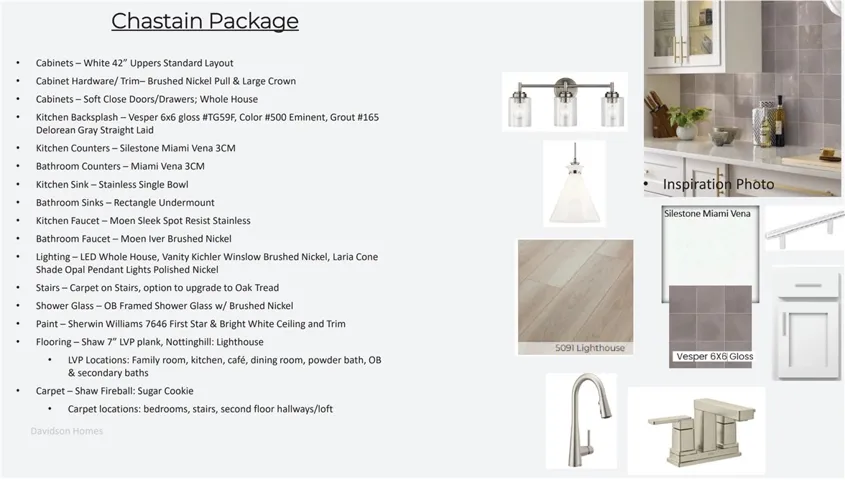Davidson Homes reserves the right to make changes to items listed without prior notice.