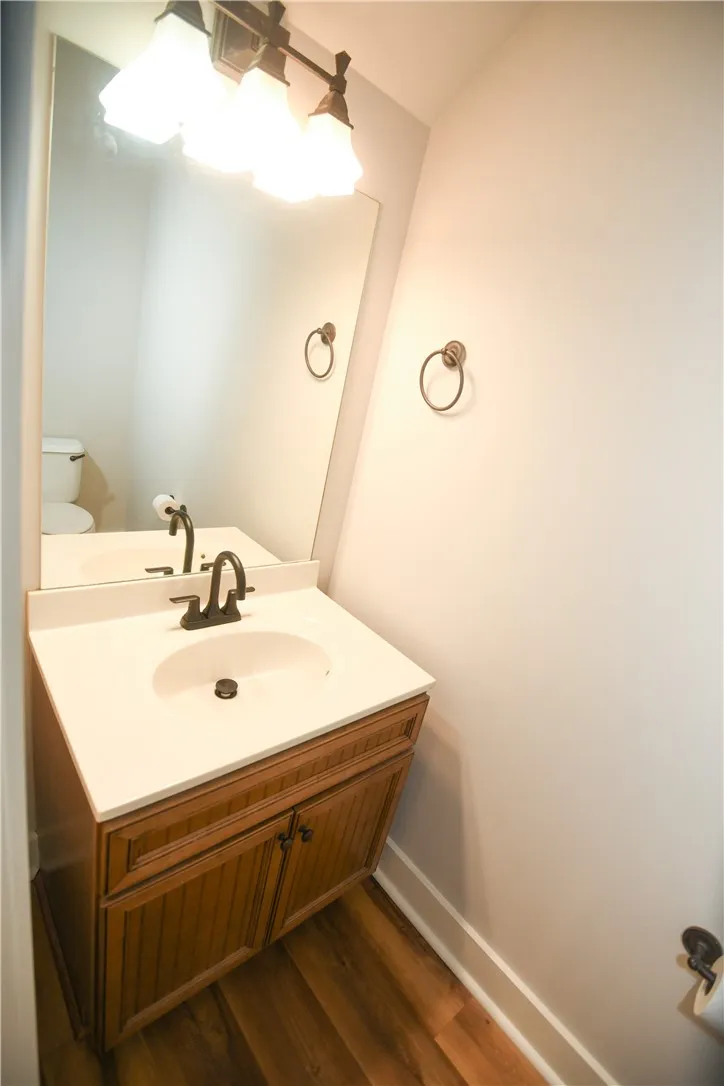 A half bathroom on the first floor right off of the common area.