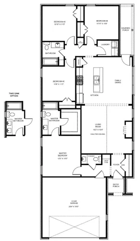 Floor plan of Hampton A on Lot 35 in Valley, Alabama.