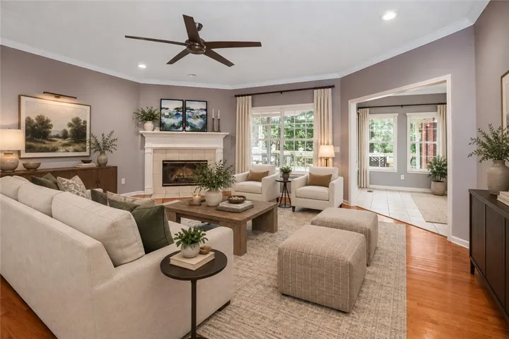 Virtually Staged Living Room into Breakfast Area