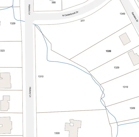 Large buildable area area with creek along the back of the property