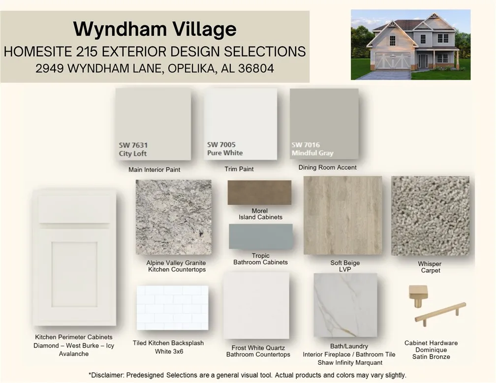 Professional design selections showcase quality finishes and materials chosen for this upcoming home.