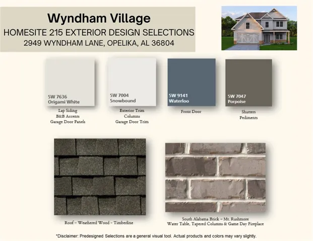 Selected exterior design finishes present a classic combination of materials for the new home build.