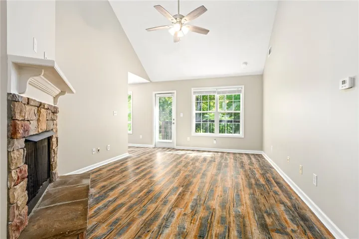 Vaulted ceilings and fireplace