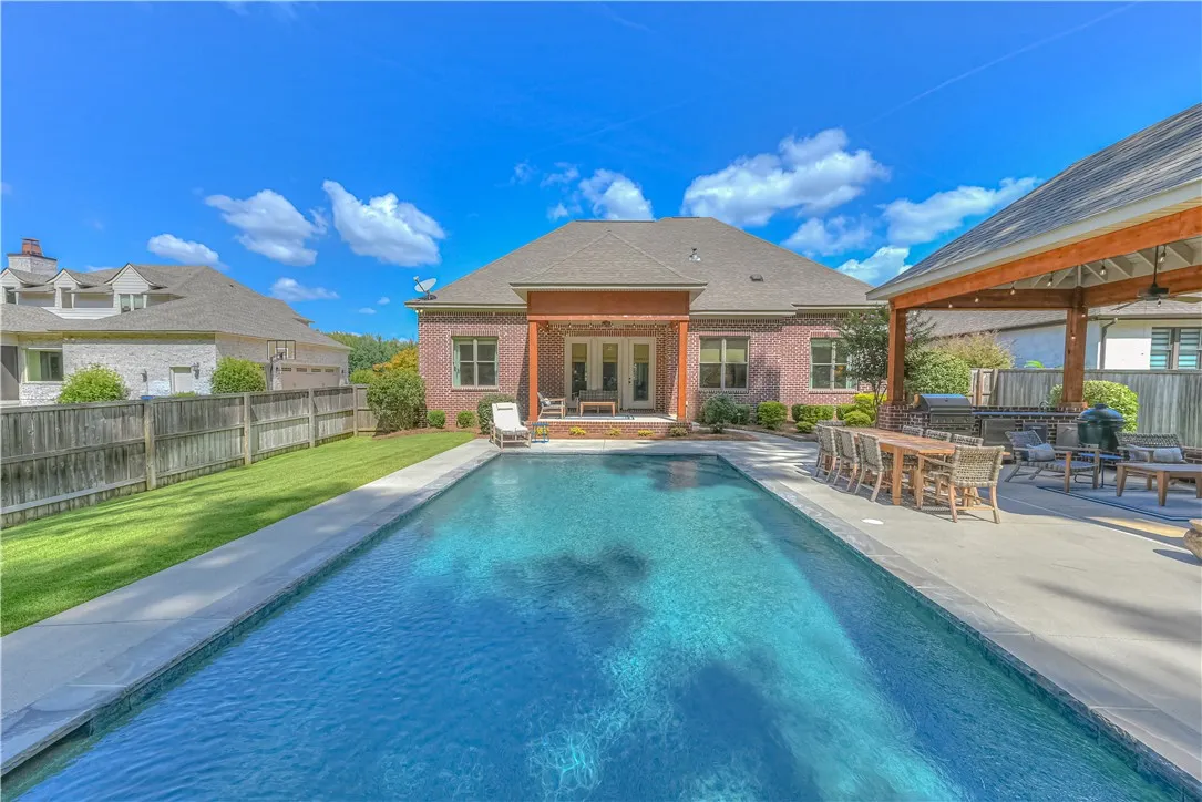 Heated saltwater pool.