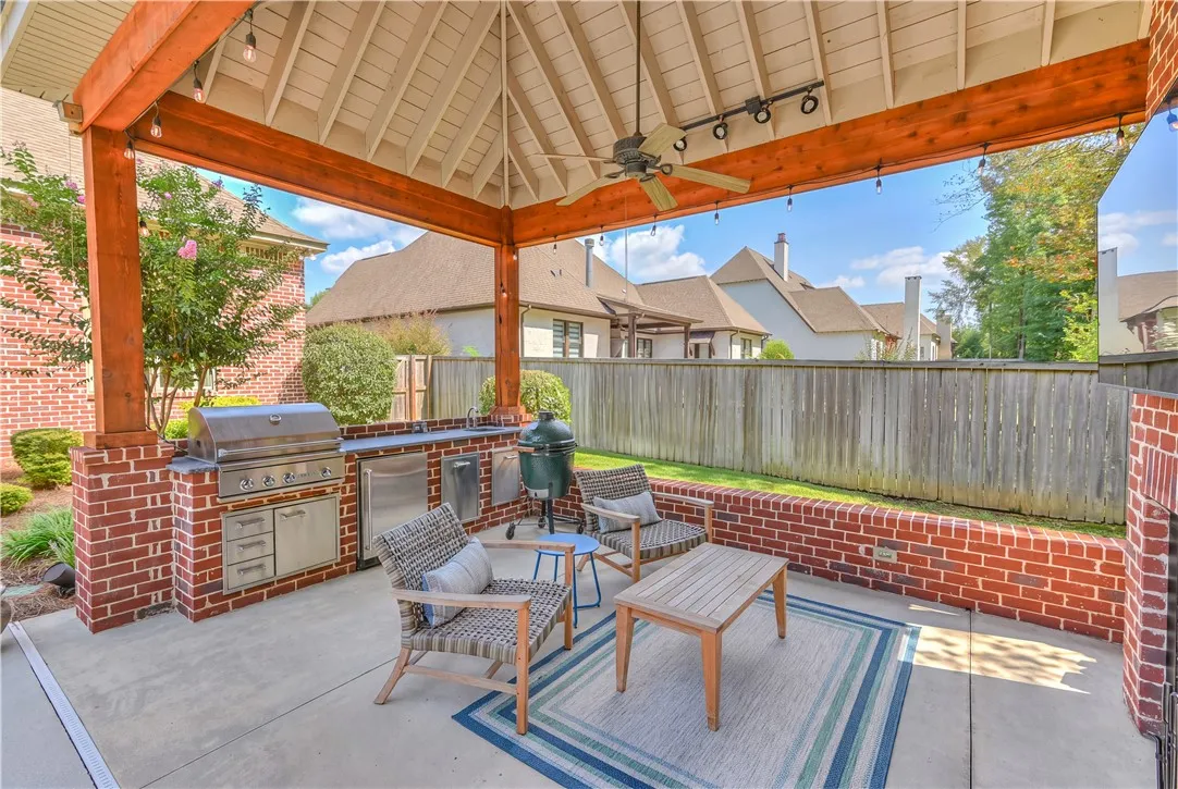 Cabana with outdoor kitchen.