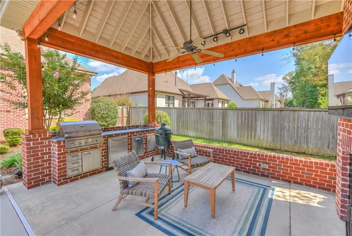 Cabana with outdoor kitchen.