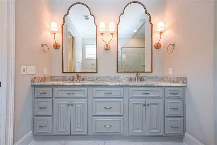Double vanity with plenty of storage.