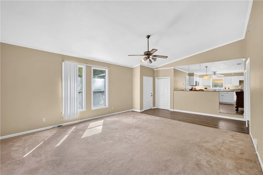 View from den into kitchen