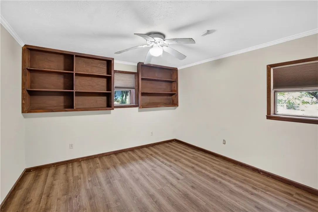 Office with built-in bookshelves