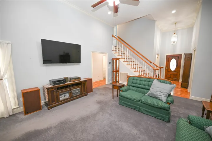 Great room with foyer in background.