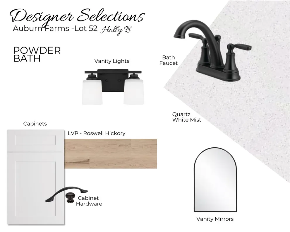 Auburn Farms Lot 52 - Designer Selections - Powder Bath Selections - All plans, pricing, and specifications are subject to change without notice.