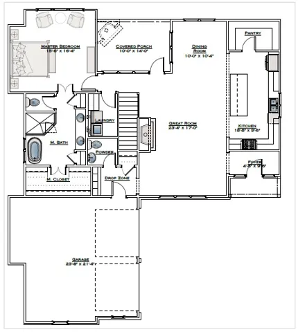 The Henry B - First Floor - All plans, pricing, and specifications are subject to change without notice.