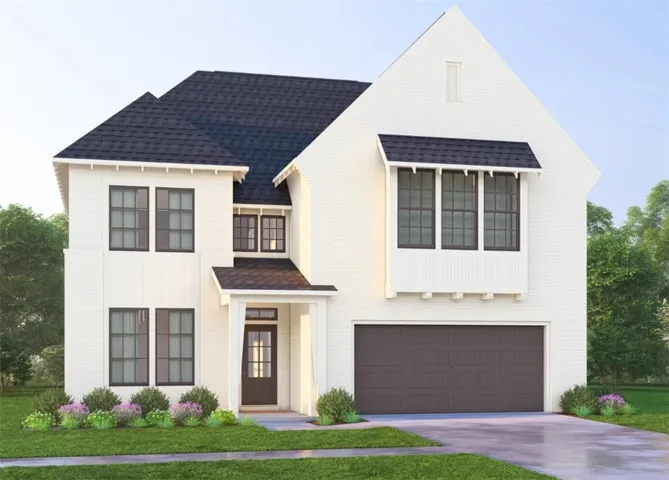 Striking architectural angles and contrasting trim define this modern two-story exterior facade.