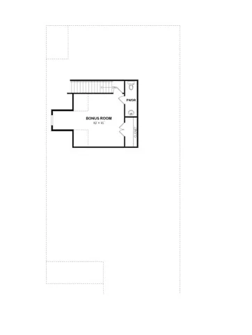 An organized floor plan outlines the spacious bonus room with adjacent powder room and closet.