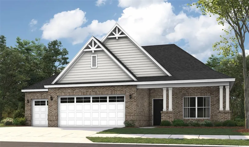 Striking brick accents and steep gables create classic curb appeal for this ranch-style residence.