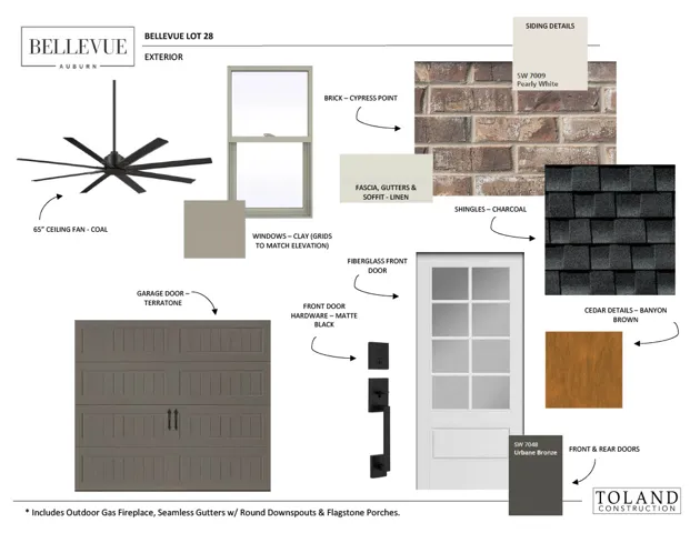 An overview of selected exterior construction materials and finishes chosen for this home.