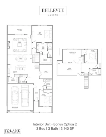 An organized two-story layout highlights a spacious open living area and multiple bedrooms.