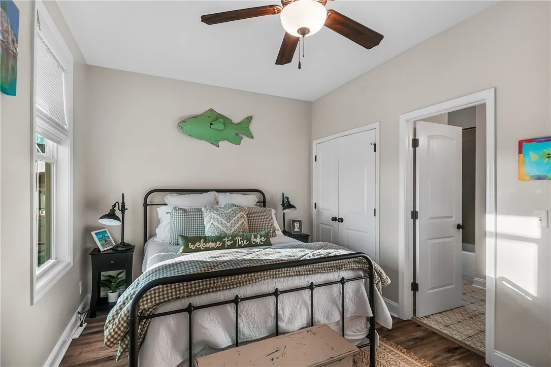 Gleaming hardwood floors and classic crown molding define this serene personal retreat.