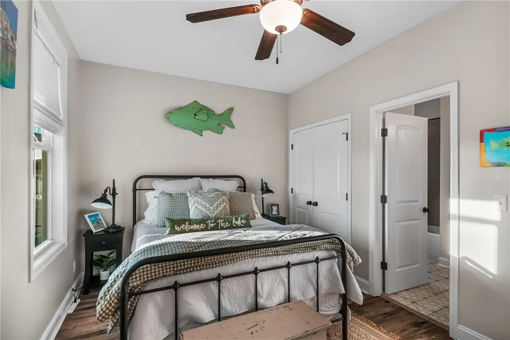 Gleaming hardwood floors and classic crown molding define this serene personal retreat.
